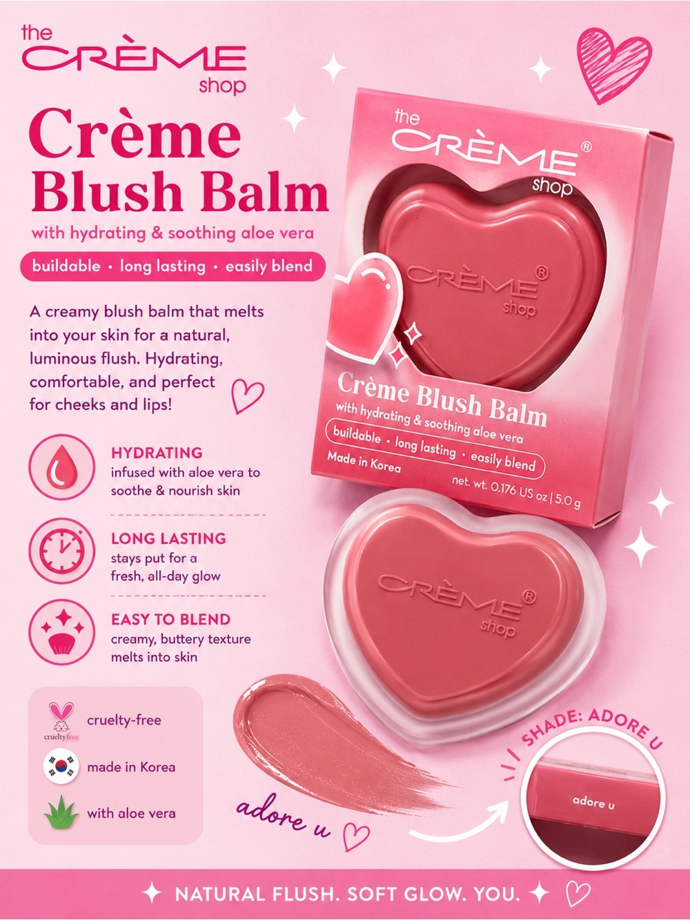 The Crème Shop Crème Blush Balm – Adore U – New